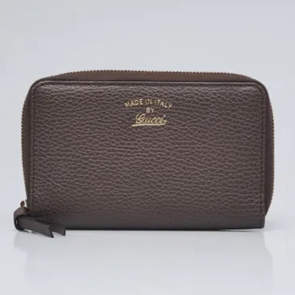Gucci taupe/pink leather zip around wallet